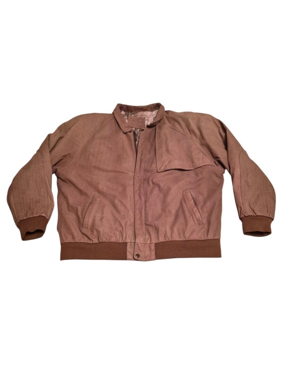 Vtg Marlboro Adventure Team Mens Tan Lined Leather Suede Bomber Flight Jacket XL